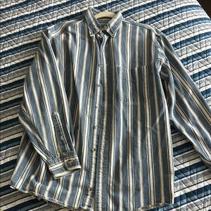 Blue and White Striped Men's Shirt